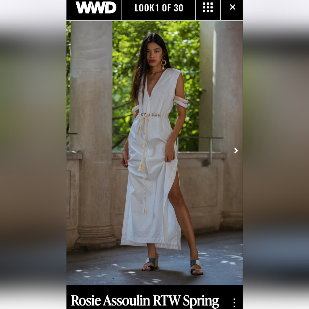 NWT $1650 Rosie Assoulin embellished Braided Rope belted cottonpoplin Midi Dress